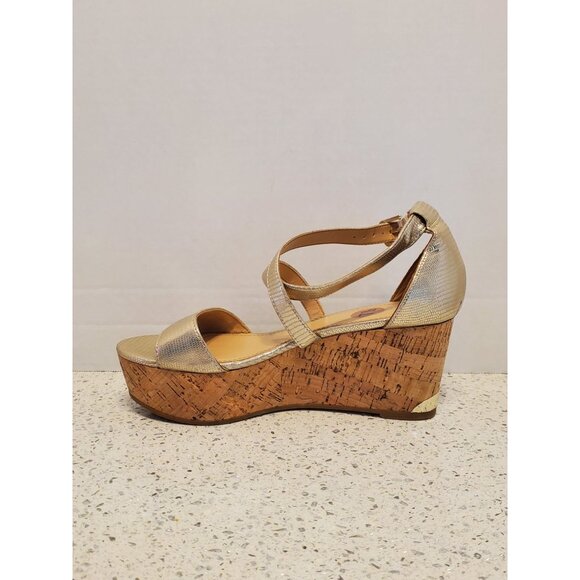 Nine West Gold cork heel Sandals women's shoes size 7.5 - Picture 7 of 8